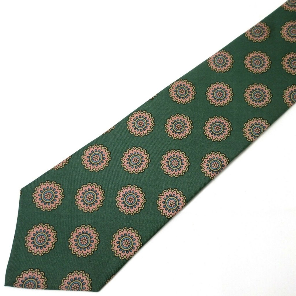 Rooster Brand Green With Pink Flowers Tie 57 X 35